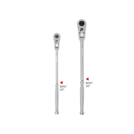 Tekton 3/8, 1/2 Inch Drive Flex Head Quick-Release Bent Handle Long Ratchet Set, 2-Piece (12, 14 in.) SRH99303